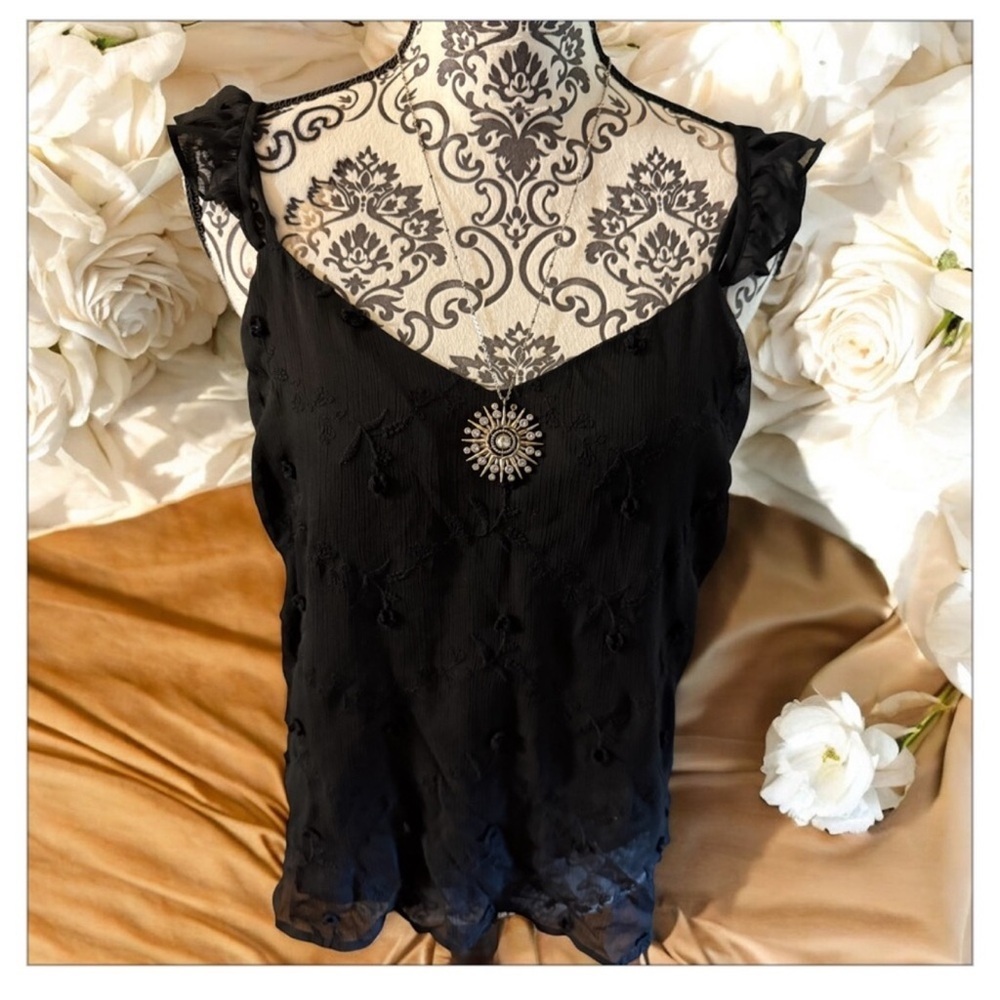CeCe Black Embellished Sleeveless Camisole - Picture 2 of 4